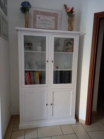 Libreria arte povera in legno  bianco opaco 120x41x187 cm