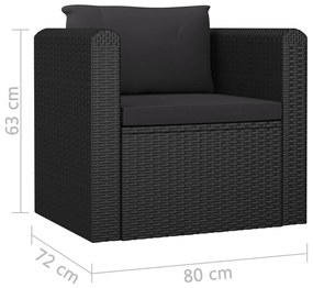 Set Divani da Giardino 9 pz con Cuscini in Polyrattan Nero