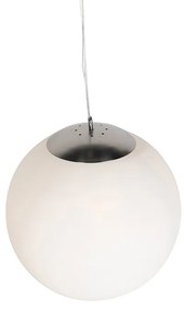 Lampada a sospensione scandinava smart argento con vetro opale 50cm incl. WiFi A60 - Ball 50