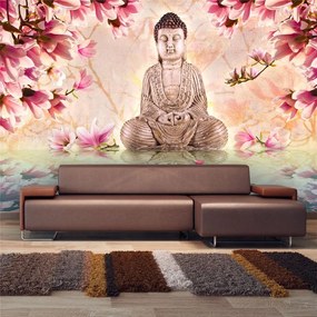 Fotomurale  Buddha e magnolia  Colore Crema, Dimensioni e Misure 450x270