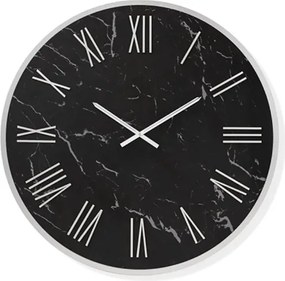 Orologio rotondo D40 cm in kerlite Nero con dettagli Argento BLAISE
