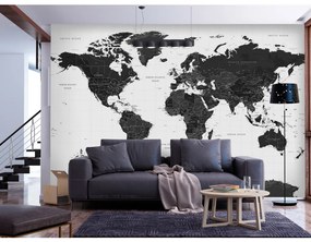 Carta da parati
adesiva Mappe del mondo: Cartina mondo bianco e nero