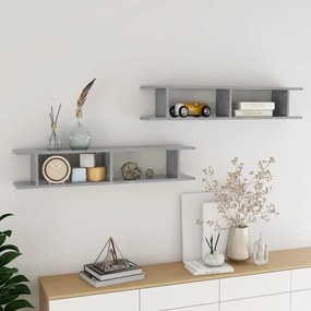 Mensole Parete 2pz Grigio Cemento 105x18x20cm Legno Multistrato /