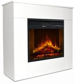 Camino elettrico da terra in legno bianco MICHELANGELO 96x36x90h cm