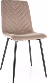 Sedia Daren Velvet in velluto beige scuro e struttura in metallo nero opaco – 45x39x91 cm