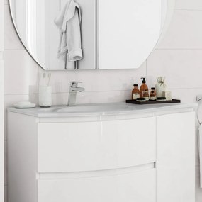 Lavabo d'appoggio rettangolare Sting L 104 x H 1.5 x P 52 cm in vetro bianco