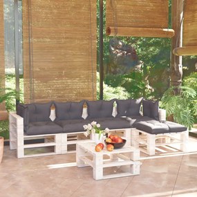 Set divani da giardino pallet 6 pz con cuscini in legno di pino