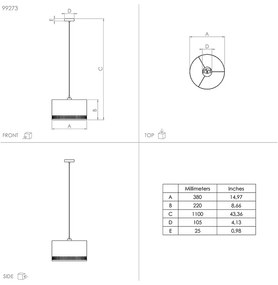 Lampadario Moderno Esteperra 1 Luce Acciaio Nero