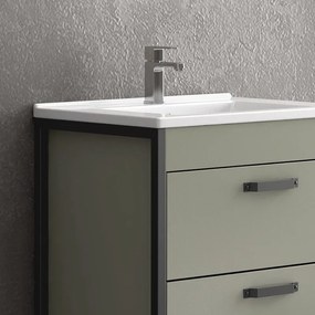 Kamalu - composizione bagno a terra 65cm: mobile con lavabo, specchio led e pensile ikos-65