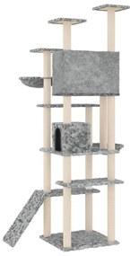 Albero per gatti con tiragraffi in sisal grigio chiaro 191 cm