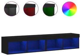 Mobili porta tv con luci led 2 pz neri 80x30x30 cm