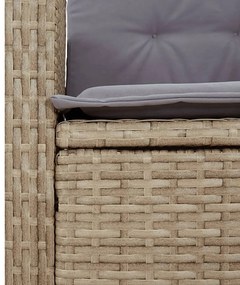 Set da pranzo da giardino 2 pz con cuscini beige in polyrattan