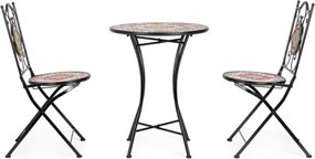 Set Bistrot Tavolo Mosaico 60 Cm Con 2 Sedie Pieghevoli Santorini Bizzotto