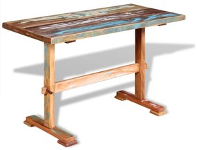 Tavolo pranzo piedistallo legno massello recupero 120x58x78 cm