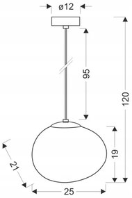 Lampadario a sospensione con filo STONES 1xE27/40W/230V diametro 25 cm