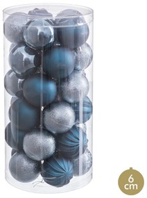 Palle di Natale Azzurro Plastica Ø 6 cm (30 Unità)