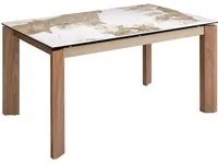 Tavolo da pranzo 140 x 90 x 76 cm allungabile rettangolare porcellanato bianco e terra