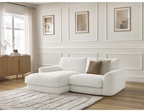 Divano angolare bianco (con penisola a sinistra/con chaise lounge) con rivestimento in ciniglia Leonore – Bobochic Paris