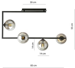 Lampadario a sospensione con supporto rigido SOMA 4xE14/10W/230V nero/grigio