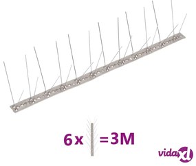 vidaXL Set Dissuasori per Uccelli e Piccioni 6 pz Acciaio 4 File 3 m
