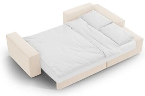 Divano angolare beige allungabile/con contenitore (con penisola a destra/con chaise lounge) con rivestimento in velluto Jodie – Micadoni