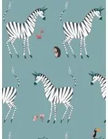KEK Amsterdam Carta da parati Zebra - Petrol