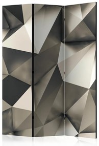 Paravento separè Cosmic silver (3 pezzi) - motivo beige a triangoli tridimensionali