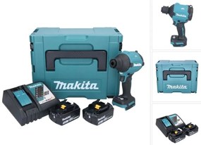 Soffiatore a batteria Makita DAS180RTJ 18V Brushless + 2 batterie da 5,0Ah + caricatore + valigetta Makpac