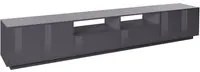 Mobile porta TV Dleott, Credenza bassa da soggiorno, Base porta TV, 100% Made in Italy, cm 260x41h46, Antracite lucido