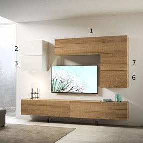 Parete composizione Isoka A13 L.268 P.39,5 Quercia e Bianco