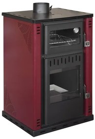 Stufa A Legna Con Forno 27,6Kw Termostufa boiler 38lt Elsa Rossa
