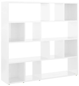 Libreria/divisorio bianco lucido 105x24x102 cm