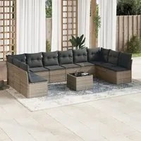 Set Divani da Giardino 11 pz con Cuscini in Polyrattan Grigio 3218100