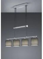 Sospensione Garda Nichel 4 Paralumi Tessuto Grigio L77 cm Trio Lighting