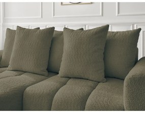 Divano angolare color kaki allungabile/con contenitore (con penisola a sinistra/con chaise lounge) con rivestimento in bouclé Roxelane – Bobochic Paris