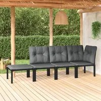 Set Salotto da Giardino 4 pz Nero e Grigio in Polyrattancod mxl 71656