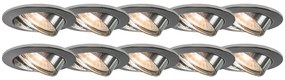 Set di 10 faretti da incasso rotondi cromati orientabili - Edu