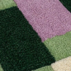 Tappeto verde in lana e viola tessuto a mano 120x170 cm Kai Wool Border - Flair Rugs