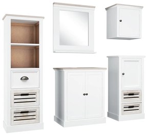 Set mobili da bagno 5 pz in legno massello bianco