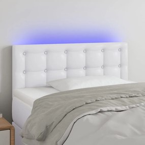 Testiera Bianca A Led 80x5x78/88 Cm İn Similpelle /