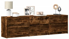 Mobile Porta Tv Con Led Rovere Fumo 180x34x50cm İn Truciolato /
