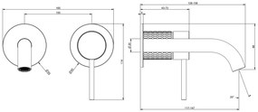 Parte esterna miscelatore lavabo a parete bocca media senza scarico parte incasso non inclusa steel brushed meccanica 54283 gessi