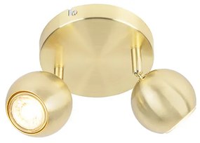 Faretto rotondo retrò in ottone con placca a soffitto 2 luci - Gissi