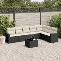 Set Divani da Giardino con Cuscini 8 pz Nero in Polyrattan 3219046