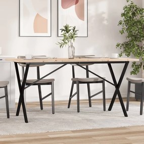 Tavolo Da Pranzo Telaio A X 160x80x75,5 Cm Legno Pino E Acciaio /