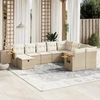 Set Divano da Giardino 10 pz con Cuscini Beige in Polyrattan 3227157