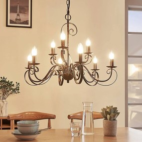 Lampadario a soffitto Caleb Lindby, dimmerabile, Marrone / Ruggine, Corridoio, Metallo, Campagna / Rustiche, Lampadario
