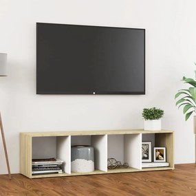 Mobile TV Bianco e Rovere Sonoma 142,5x35x36,5 cm Multistrato