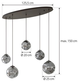 Lindby lampada a sospensione Valentina, E27, altezza 125,5 cm, grigio,