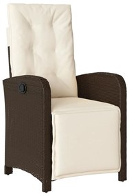 Set da pranzo da giardino 7pz con cuscini in polyrattan marrone